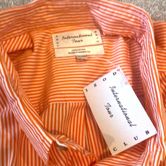Men’s Long Sleeve Button Down Orange Stripe - Picture 5 of 5